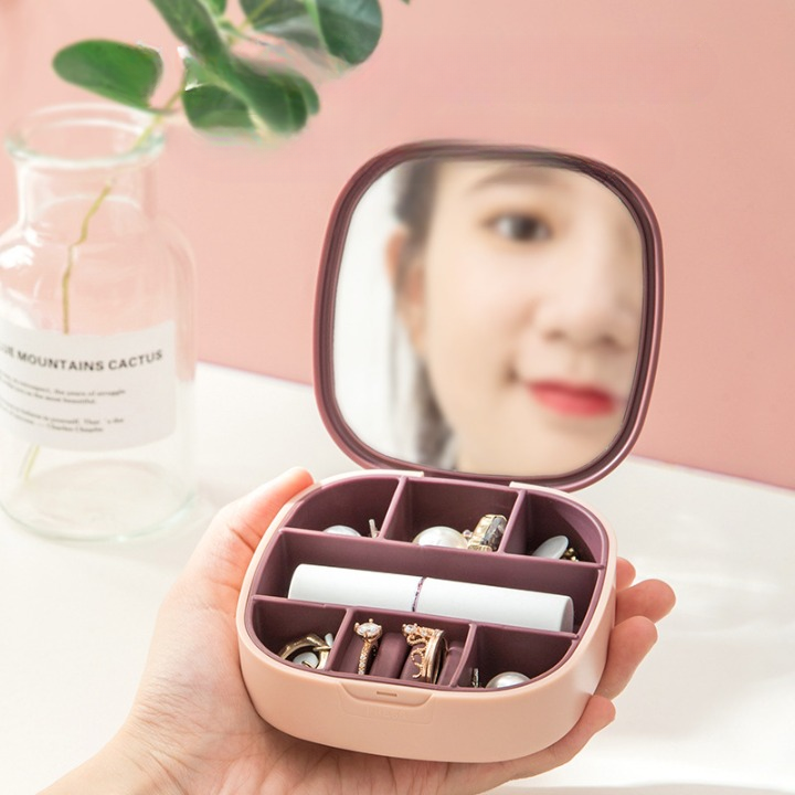 Compact Jewellery Organizer with Built-In Mirror