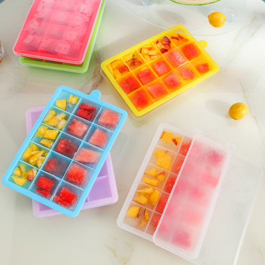Portable 15 Grid Silicone Ice Tray With Lid